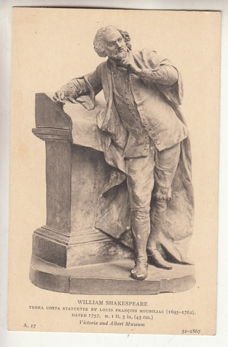 1946 Postal Estatua Terracota De Shakespeare Louis Roubiliac