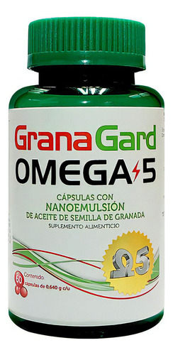 Omega 5 Granagard Aceite Semilla Granada 60 Cap 0,640g C/u Sabor Sin Sabor