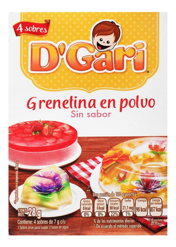 Grenetina En Polvo D-gari Sin Sabor 28 Grs