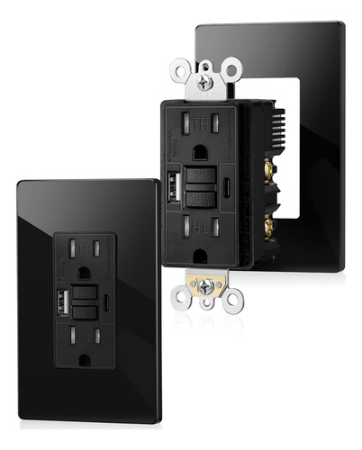 Suraielec 15 Amp Gfci Saltla Con Puertos Usb, Combinación De