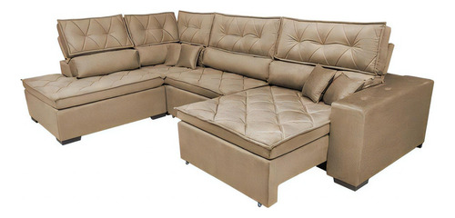 Sofa De Canto Retrátil,reclinável Cama Inbox Platinum Castor Cor Marrom-claro Desenho Do Tecido Liso