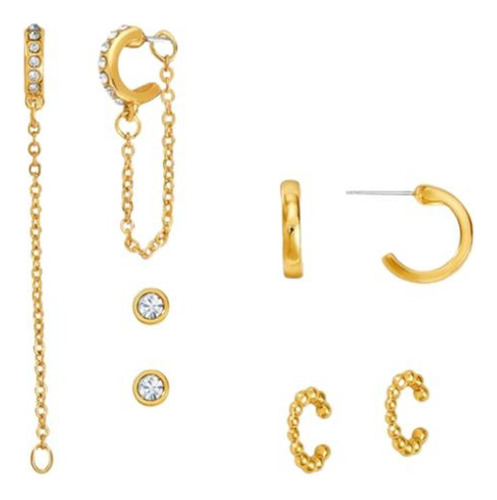 Aretes Para Mujer Ambrose Baño Oro Con Cristales .x4 Pares