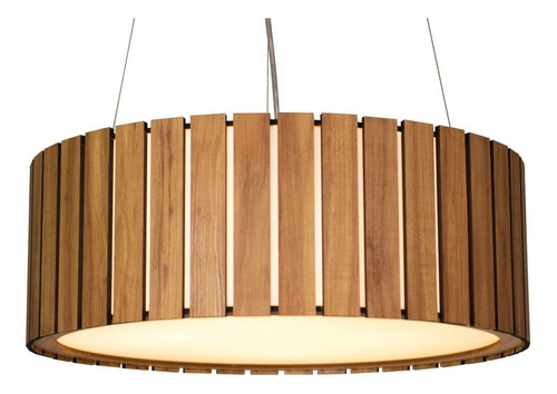 Pendente Redondo De Madeira Saruê Amêndola 50cm