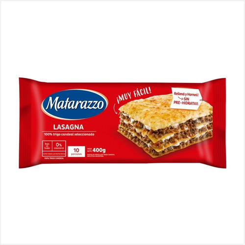 Lasagna Matarazzo Precocida X 400 Gr X 5 Unidades