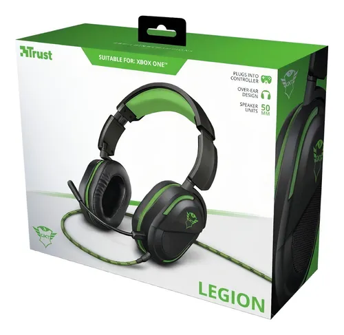 Headset Gamer Trust Gxt Legion Preto Verde Com Fio Xbox One