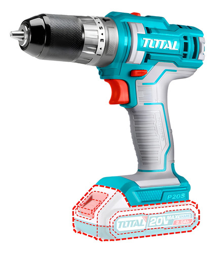 Taladro Percutor Inalambrico 20v Total Tidli201455 Con Bater Color Turquesa Frecuencia 50 Hz