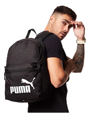 Mochila Puma Phase Unissex Backpack Logo Cat E Puma Cor Preto