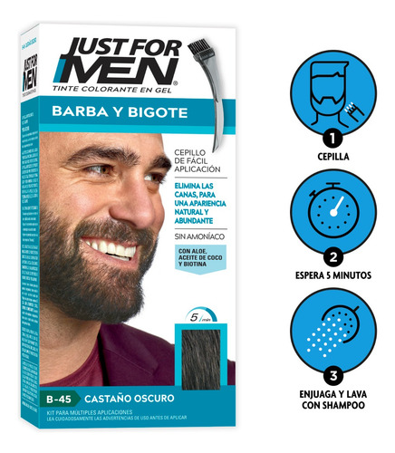 Tinte Just For Men Barba Y Bigote 3 Pack Tono Castaño medio
