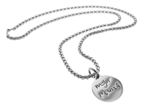 Imagen 2 de 4 de Conjunto Mujer Dije Mejor Mama Dia De La Madre Acero Estuche