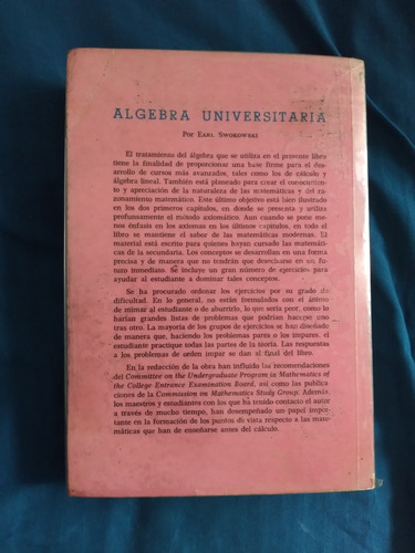 Libro Álgebra Universitaria, Earl Swokowski (Usado)
