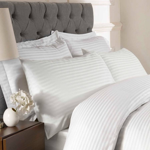 Imagen 2 de 9 de Duvet Sencillo Blanco Stripe + Plumón + Funda 3 Pzas