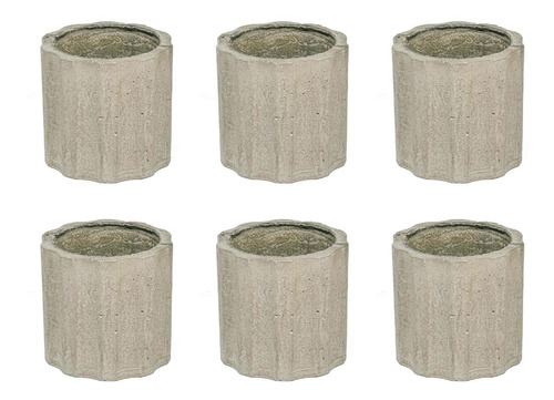 Conjunto 6 Vasos De Concreto Artesanal Listras 9,8cm P Cinza