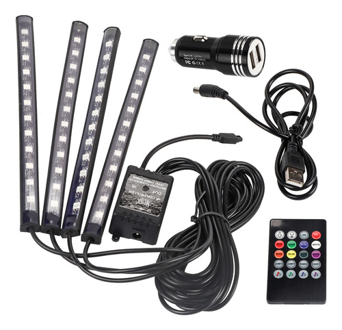 Tira De Luces Led Para Coche, 4 Unidades, 48 Led, Multicolor