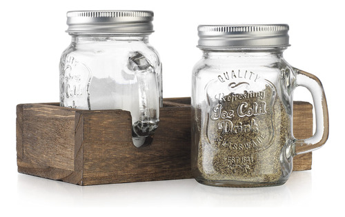 Mosjos Mason Jar Salt And Pepper Shaker - Juego De Dispensad