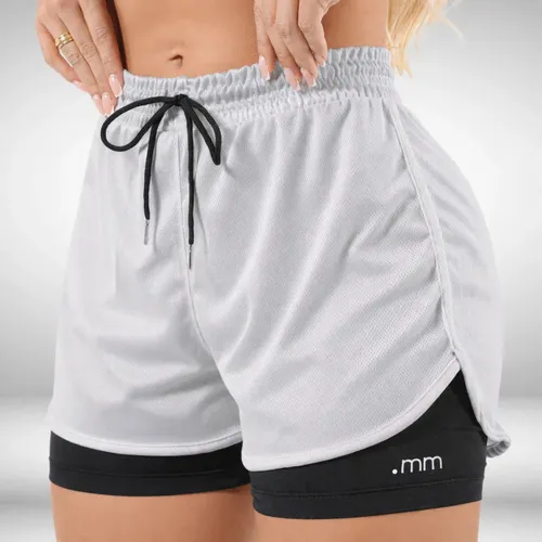 Short Duplo Compreensão Fitness Bermuda Academia Feminino