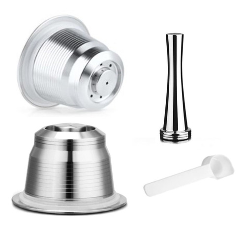 4 Cápsulas Nespresso Reutilizável Inox + Tamper