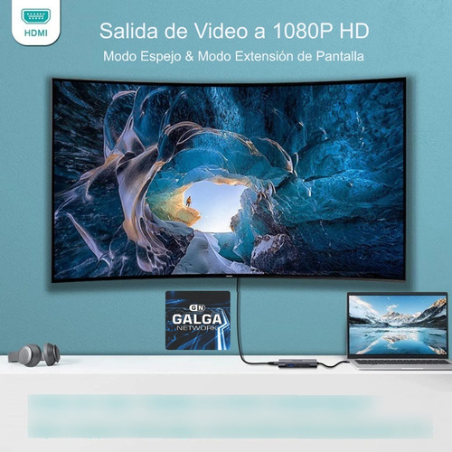 Imagen 3 de 9 de Hub Qgeem 7 En 1 Adaptador Usb A Hdmi/3*usb/usb C/sd/microsd