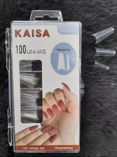 Kit 600 Tips Bailarina C/ Degrau Caixa 100 Unhas Plástico Cor Transparente
