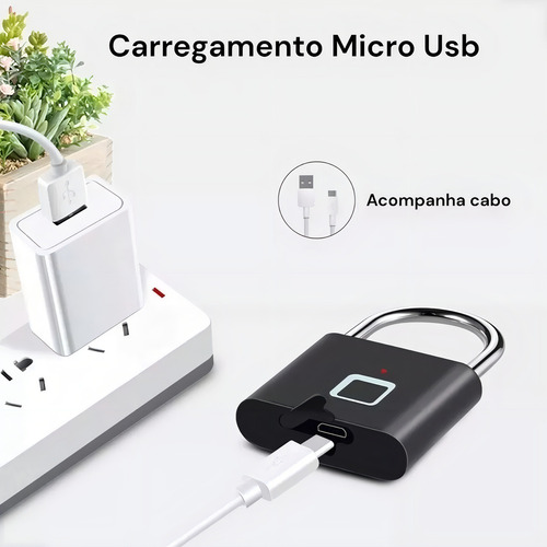 Candado biométrico con estampado digital, cadena Mala, armario, color negro