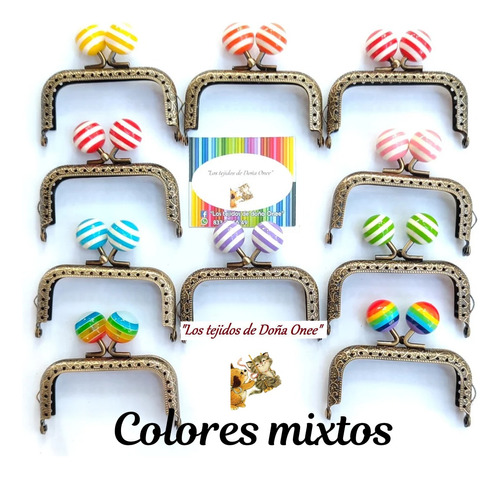 Boquilla Para Monedero 10pz Bronce Colores Mixtos Rayada 