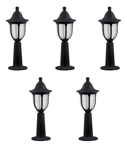 5 Poste Balizador 45 Cm Colonial Preto Externo Jardim Acl92