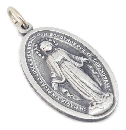 Medalla Virgen Milagrosa - Doble Cara - Cadena - 24mm / Al 