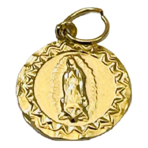 Dije Medalla De La Virgen Chapa De Oro 14k Bisutería 3 Pzs