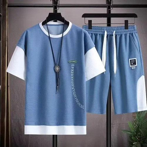 Conjunto Casual De Camiseta Y Pantalones Cortos Para Hombre
