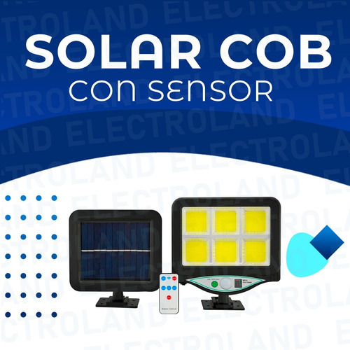 Imagen 2 de 10 de Lampara Solar 6 Cob Reflector Recargable Sensor Fotocélula