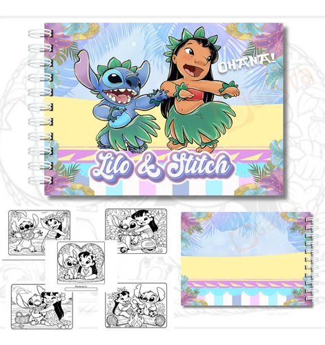 Livro De Colorir Lilo E Stitch Ohana Estilo Bobbie Goods Presente Criativo A5 Capa Dura Com Brilho Holográfico Folhas Grossas 180g Para Colorir Com Lapis Ou Canetinhas Marcadores Touch Anti Estresse