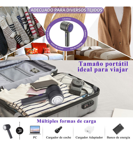 Quita Pelusa Recargable Removedor Para Ropa Portátil