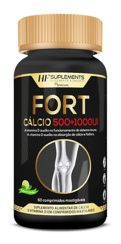 Calcio + Vitamina D3 Colecalciferol 60 Comprimidos Premium Sabor Limão