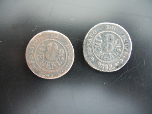 2.- Antiguas Monedas Octavo De Real 1851, 1851/2 Durango