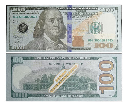 Dólares Didácticos Dinero Falso 10 Billetes De 100 Aa