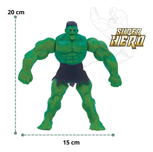 Super Hero Brinquedo Boneco Vingador Forte Verde Incrível