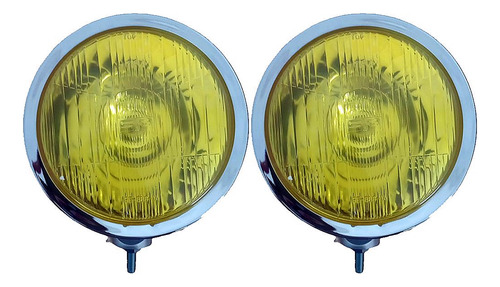 Faros Halogenos Ambar Base Metal Cromado Universal Con Tapa