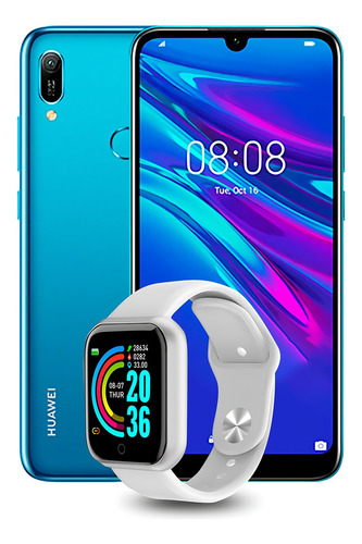 Celular Huawei Y6 2019 3gb Ram 64gb Rom Azul Zafiro Nuevo + Smartwatch De Regalo