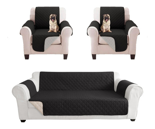 Cubre Sofa Para Sillon Kit 2 + 1 + 1 Cuerpos Reversibles