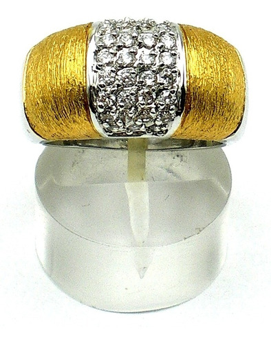 Anillo De Plata 925 -oro Y Zafiros Blancos