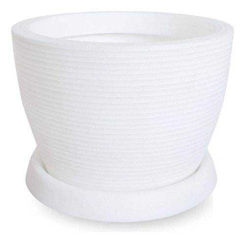 Vaso De Planta + Prato Cônico Pilão Decorativo R30x40 Branco