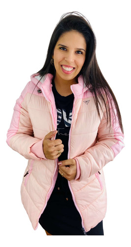 Jaqueta Feminina Puffer Bobojaco Nylon Com Touca Quentinha