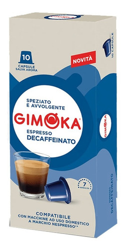 Caja X10 Capsulas Gimoka Descafeinado Compatible Nespresso