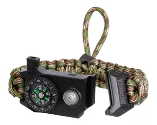 Pulsera Camuflaje Paracord Supervivencia + Luz Led Mendoza Color Verde