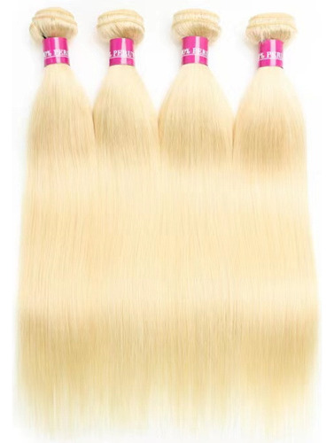 Cabello Humano Natural Mega Blonde Liso En Pantalla, 20 Cm,