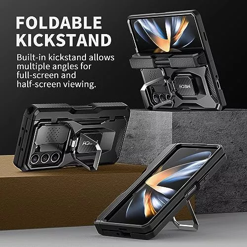 TONGATE Funda para Galaxy Z Fold 5, con nuevo soporte para S Pen y  protector de pantalla y soporte, funda de protección de bisagra resistente  de
