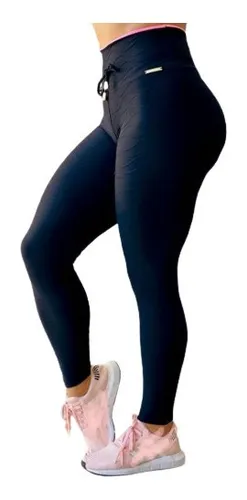 Calça Legging C Franzido Efeito Empina Bumbum Cintura Alta