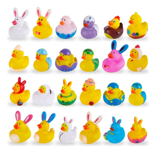 24 Piezas Regalos De Pascua Patos De Goma, Rellenadores De C