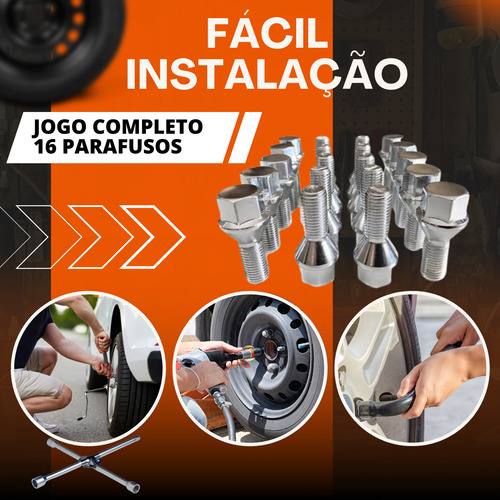 Jogo De 16 Parafusos Cromado Roda Fiat Palio Fire Aro 13/14