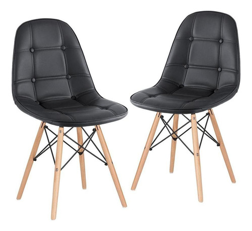 2 Cadeiras Estofadas Jantar Capitonê Eames Botonê Cores