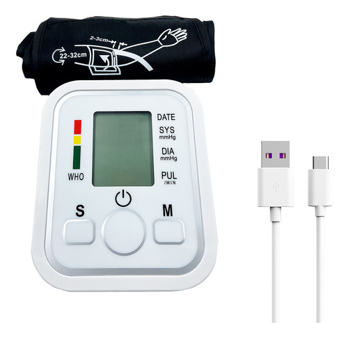 Aparelho Medidor De Pressão Arterial Digital Com Cabo Usb Cor Branco
